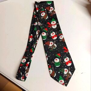 Hallmark Yule Tie Greetings Snowman Tie EUC